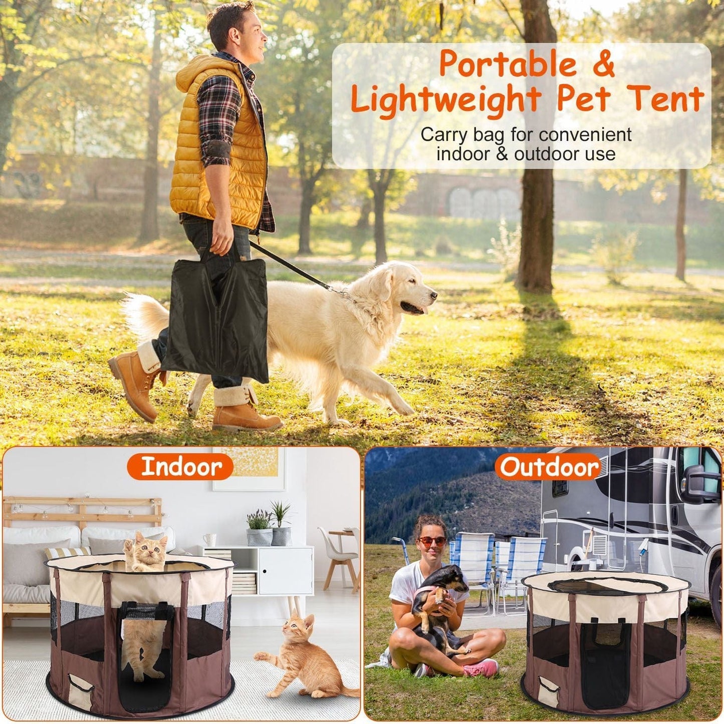 Foldable Playpen for Dog with Carry Bag portable