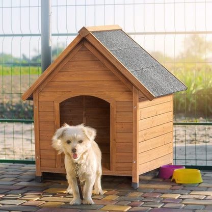 Outdoor Dog House, Waterproof Puppy Shelter Indoor Doghouse with Elevated Floor Side View