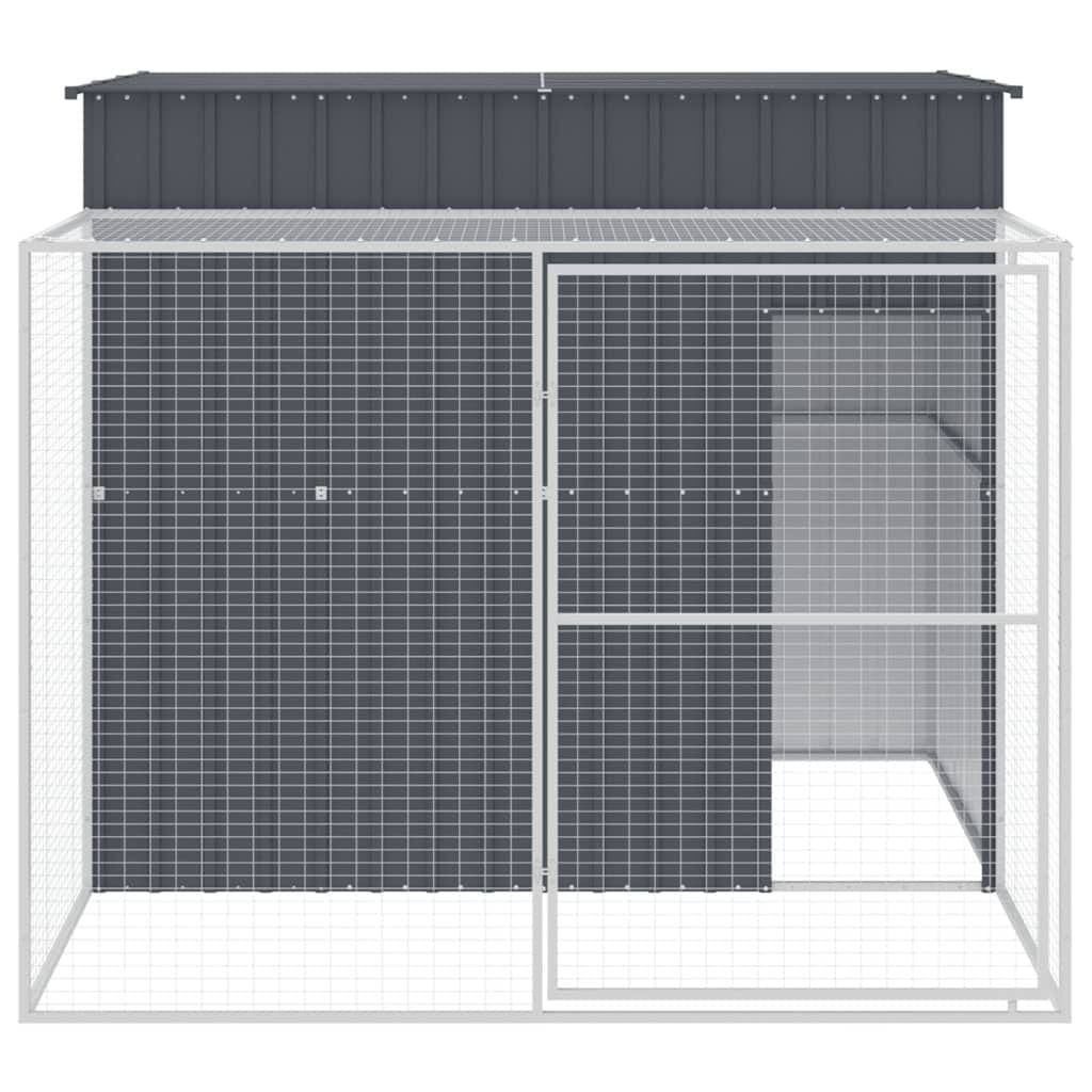 Dog House with Run Anthracite 84.3"x99.6"x71.3" Galvanized Steel Sturdy