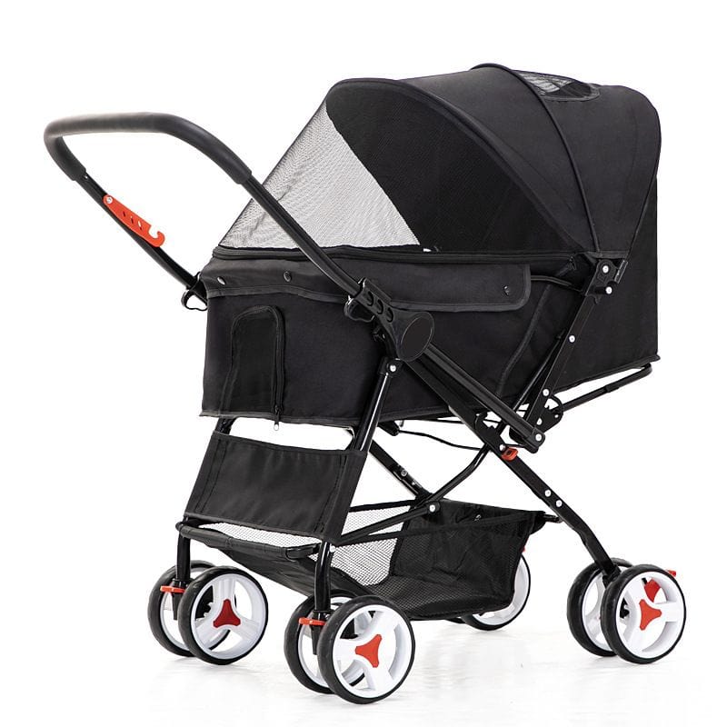 Black Four Wheel Folding Pet Stroller