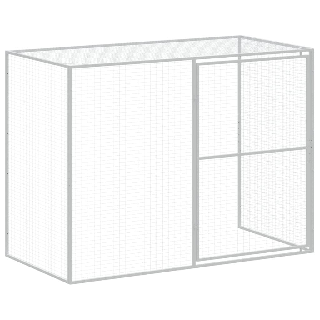 Dog House with Run Light Gray 84.3"x99.6"x71.3" Galvanized Steel Cage View