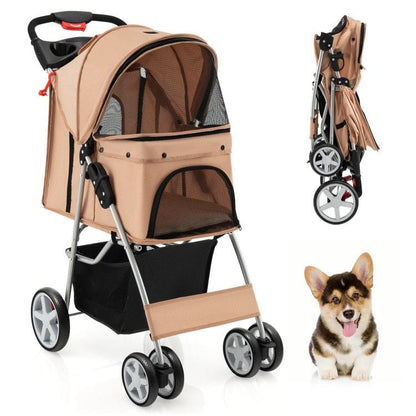 Folding Pet Stroller with  Adjustable Canopy
