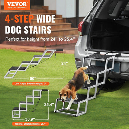 VEVOR Dog Stair for Cars 4-step Folding Dog Steps Aluminum Loads up to 150 lbs. - 2 of 7
