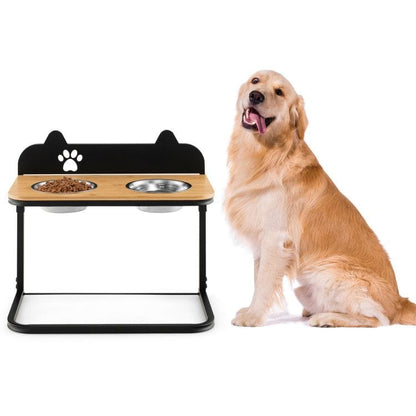 Dog Bowl Stand with 2 Stainless Steel Food Water Bowls Main View