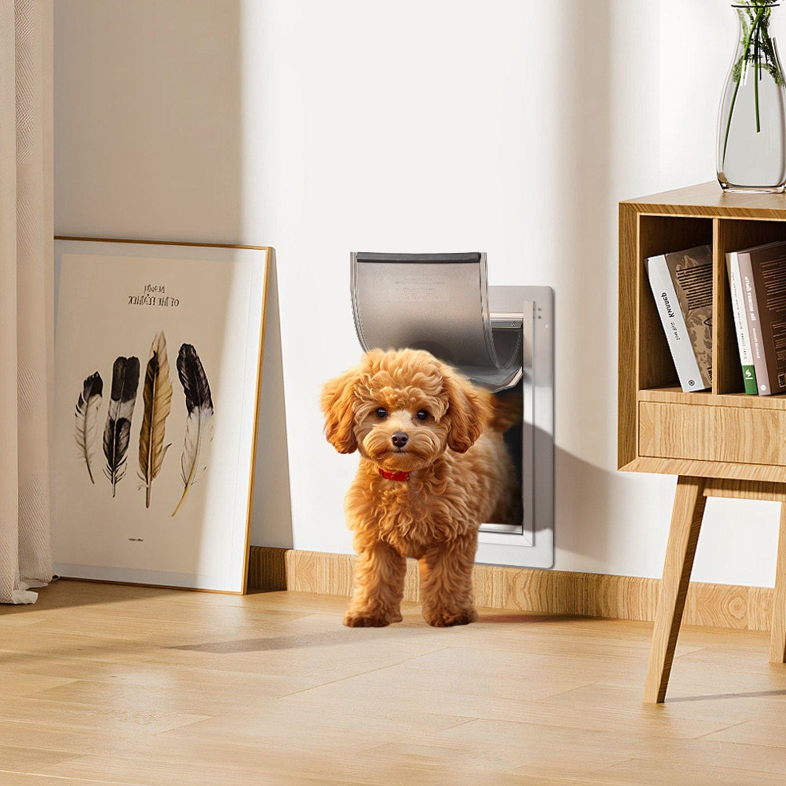 VEVOR Pet Door for Wall with Lock and 3 Magnetic Flap System Metal Frame Medium - 8 of 11