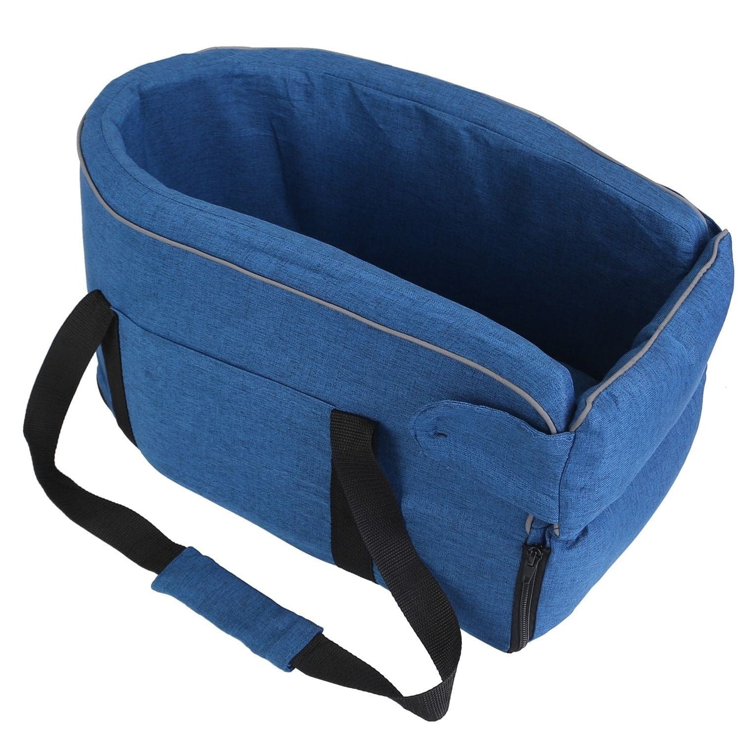 Console Pet Car Seat with Storage Pocket Booster Car Seat Portable Pet Travel Bag Machine Washable Pet Seat Fit For Small Dog Cat Side view Blue