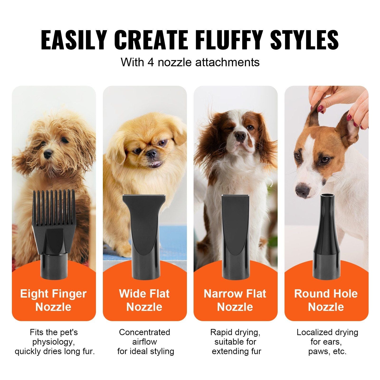 VEVOR Dog Dryer, 2800W/4.3HP Dog Blow Dryer 4 nozzles