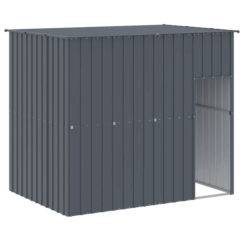 Dog House with Run Anthracite 84.3"x420.9"x71.3" Galvanized Steel  Outdoor protection for dog