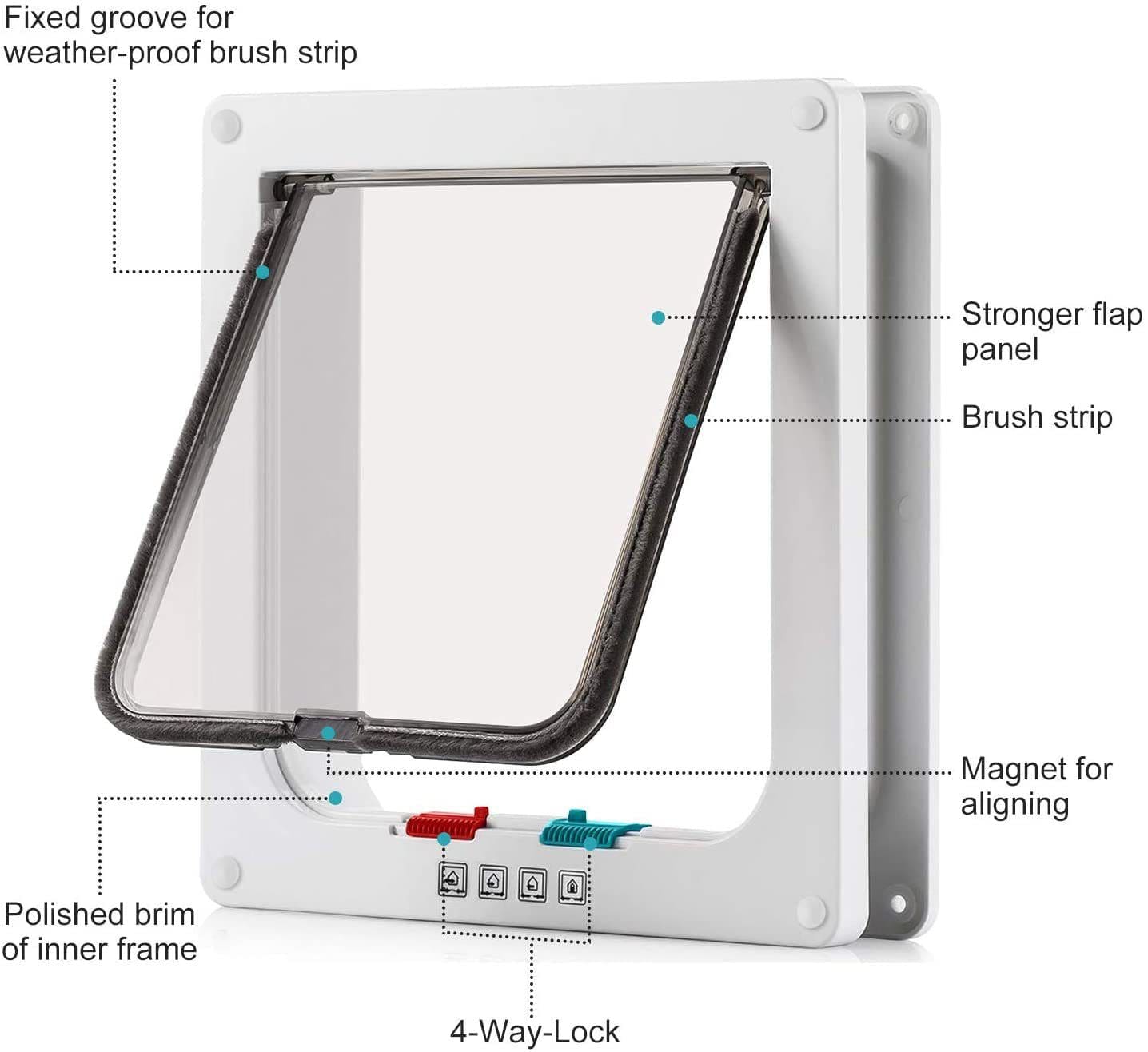 Cat Door Flap pet hole dog door two-way free access doorway installation glass wooden door - 9 of 10