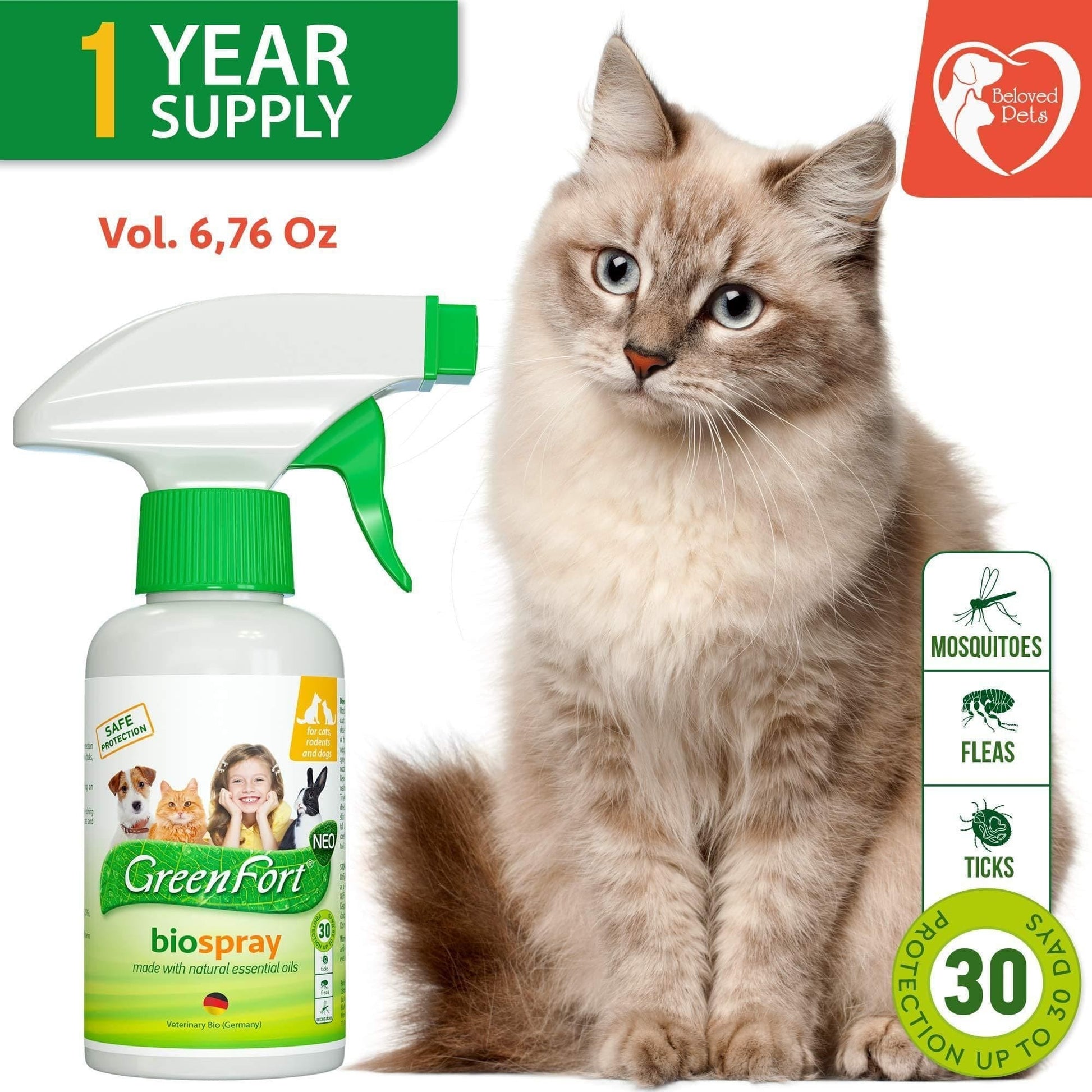 Natural Flea and Tick Home Spray for Dogs Cats Ferret Mosquito Bug Repellent Carpet Flea Killer Pet Pest Control House Flea Treatment Indoor Organic Prevention for Safe supply for 1 year