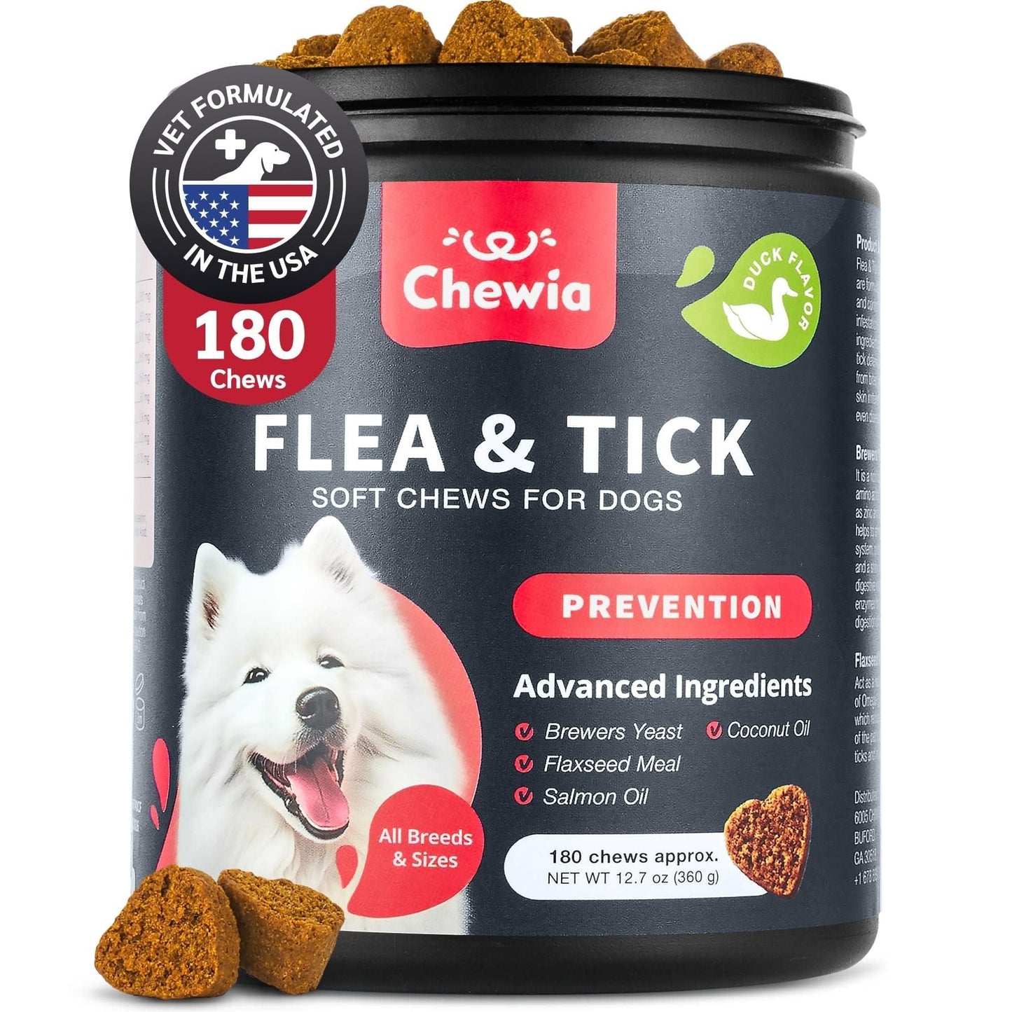 Dog Flea and Tick Treatment Chews FleaTick Prevention for Dogs Chewables Natural Dog Flea & Tick Control Soft Treats Immune Support Supplement all breeds