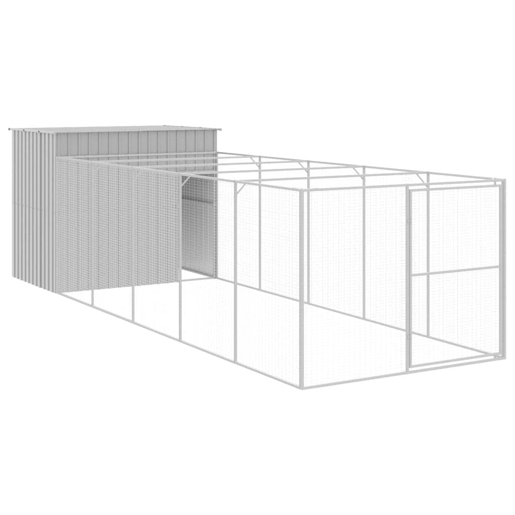 Dog House with Run Light Gray 84.3"x260.2"x71.3" Galvanized Steel view