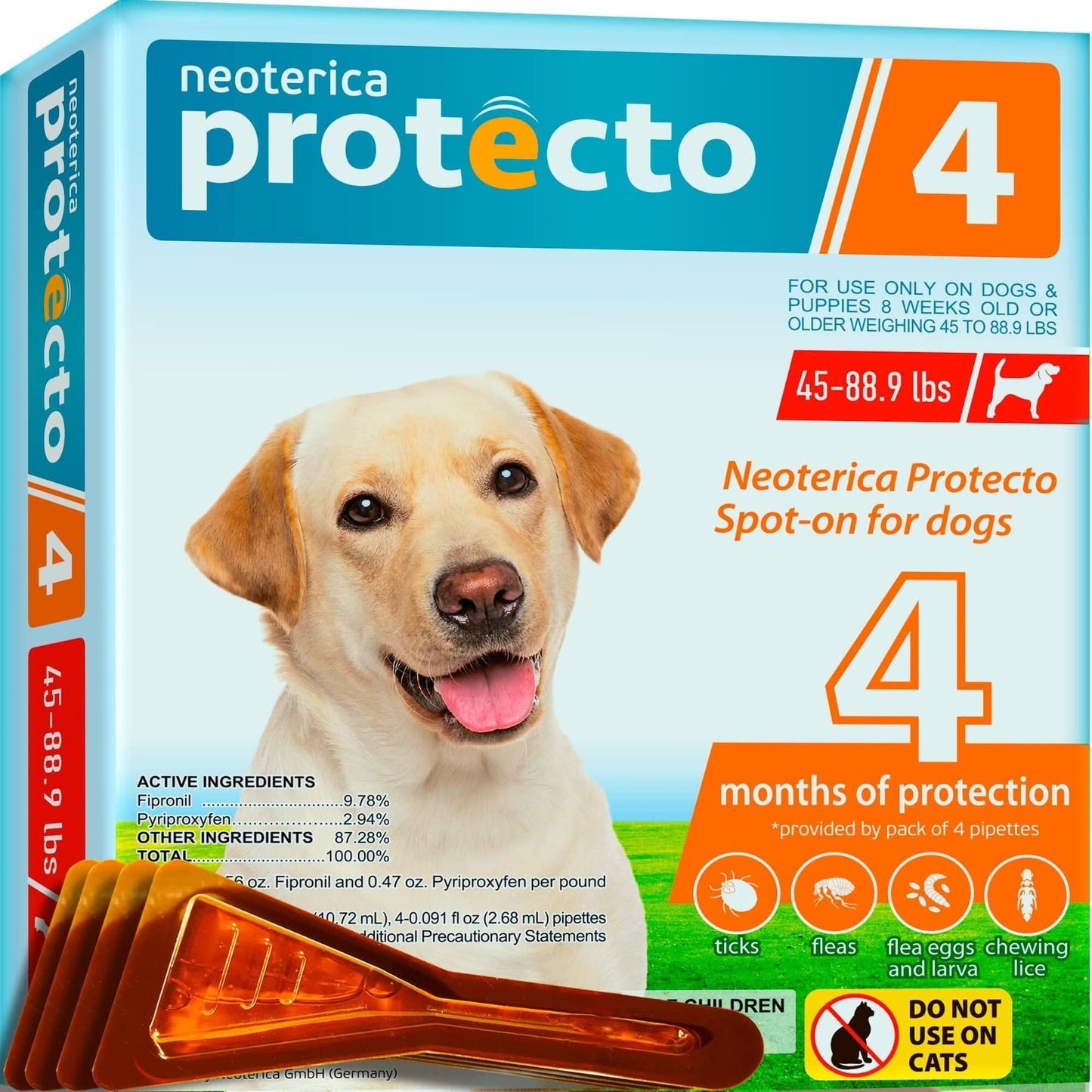 4 Flea and Tick Prevention for Dogs Puppies Flea Medicine Home Pest Control Topical Treatment Mosquito Repellent for Dogs Small Medium and Extra Large Drops in Pack 4 month protection