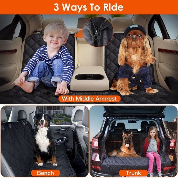 Dog Car Seat Cover, Back Seat Extender for Dogs,Dog Hammock for Car Backseat, Non Inflatable Dog seat Cover for Back seat,Hard Bottom Back Seat Protector for Cars,Trucs & SUVs Works with Middle Armrest