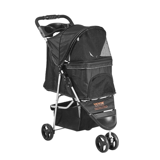 VEVOR Pet Stroller, 3 Wheels Dog Stroller Rotate with Brakes
