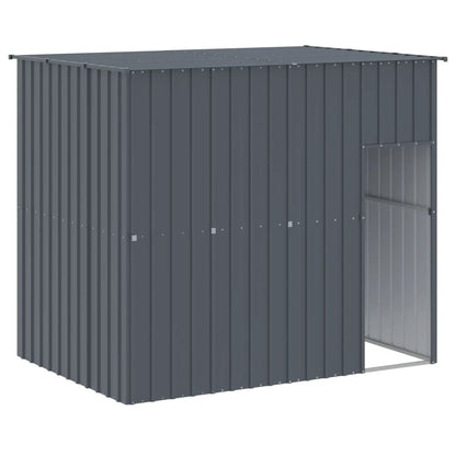 Dog House with Run Anthracite 84.3"x99.6"x71.3" Galvanized Steel Front View