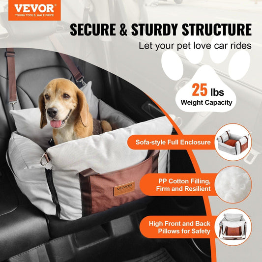VEVOR Dog Booster Car Seat Pet Car Seat for Small Dog up to 25lbs Gray #2