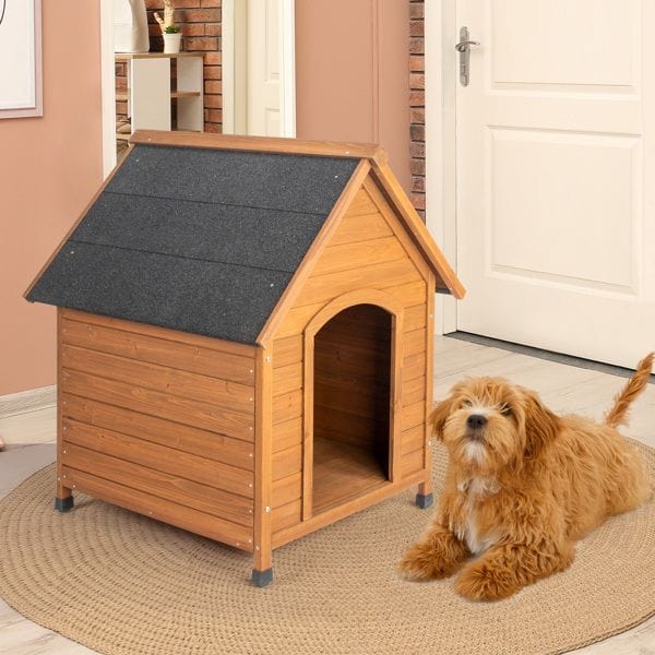 Outdoor Dog House, Waterproof Puppy Shelter Indoor Doghouse with Elevated Floor Side View