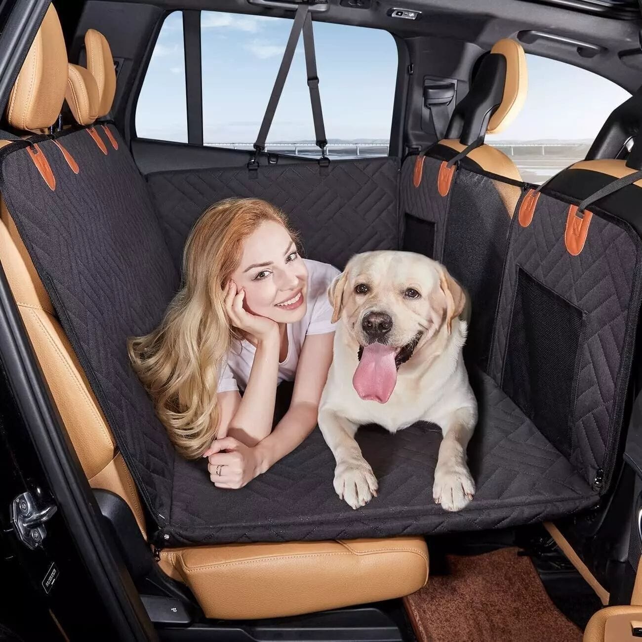 Firm Back Seat Extender for Dogs, Hard Bottom Dog Car Cover Bed Camping Mat Full View