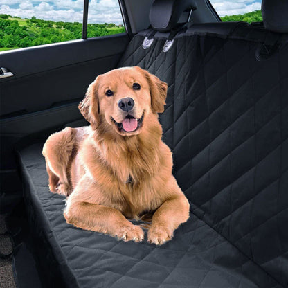 Dog Car Seat Cover Waterproof Scratchproof Pet Car Rear Protector Mat Pet Back Seat Cover with Dog Seat Belt for Car Truck SUV Black Image