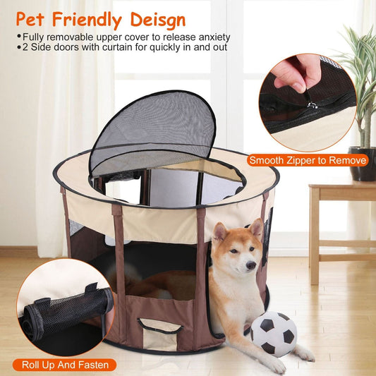 Foldable Playpen for Dog with Carry Bag roll up