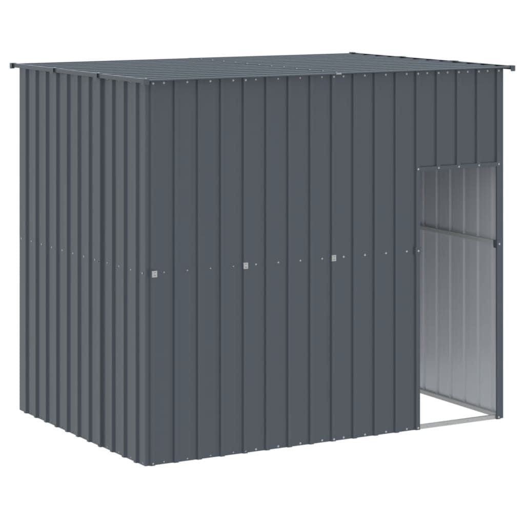 Dog House with Run Anthracite 84.3"x260.2"x71.3" Galvanized Steel dog enclosed area