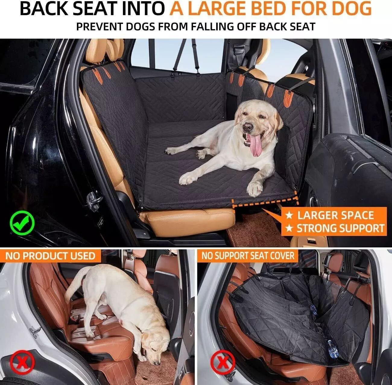 Firm Back Seat Extender for Dogs, Hard Bottom Dog Car Cover Bed Camping Mat Made for back car seat