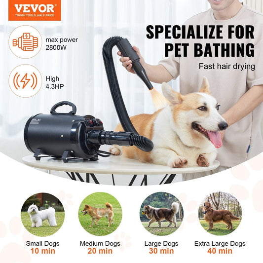 VEVOR Dog Dryer, 2800W/4.3HP Dog Blow Dryer uses