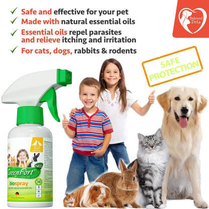 Natural Flea and Tick Home Spray for Dogs Cats Ferret Mosquito Bug Repellent Carpet Flea Killer Pet Pest Control House Flea Treatment Indoor Organic Prevention for Safe with essential oils