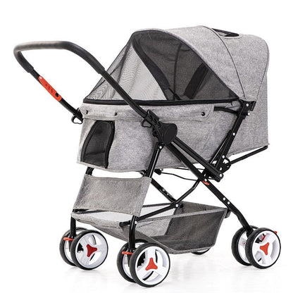 Gray Four Wheel Folding Pet Stroller