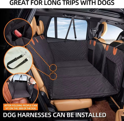 Firm Back Seat Extender for Dogs, Hard Bottom Dog Car Cover Bed Camping Mat Easy Install