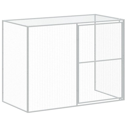 Dog House with Run Light Gray 84.3"x179.9"x71.3" Galvanized Steel Door Area