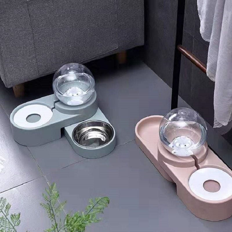 Large Pet Feeder Automatic Drinking Fountain and Food Bowl Pet Water Dispenser with Mouth Separator full view