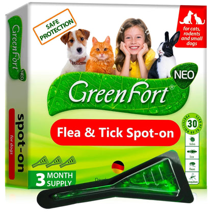 Flea and Tick Prevention for Dogs Cats Rabbits Natural Flea Treatment Home Pest Control Topical Flea Mosquito Repellent for Puppy Kitten 3 Drops for Small and Large Pets