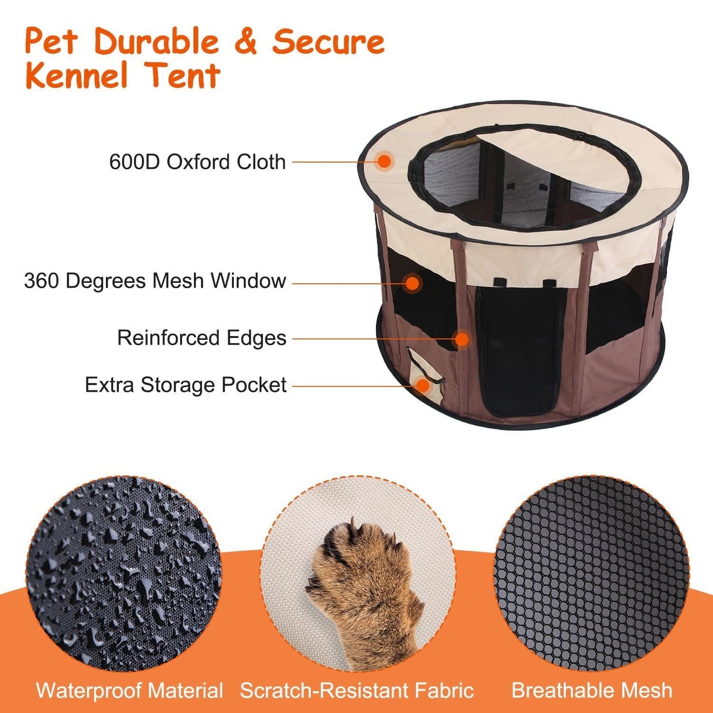 Foldable Playpen for Dog with Carry Bag  durable