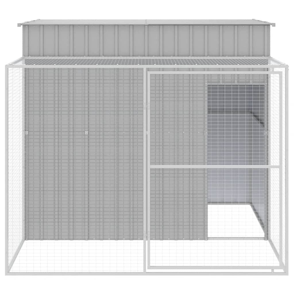 Dog House with Run Light Gray 84.3"x99.6"x71.3" Galvanized Steel Staggered View