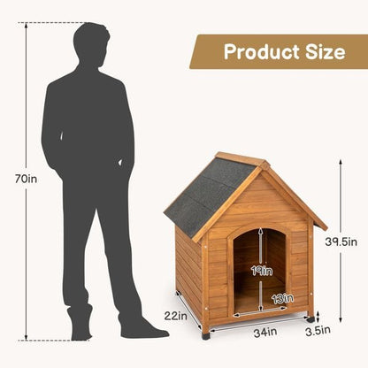 Outdoor Dog House, Waterproof Puppy Shelter Indoor Doghouse with Elevated Floor Full Dimensions