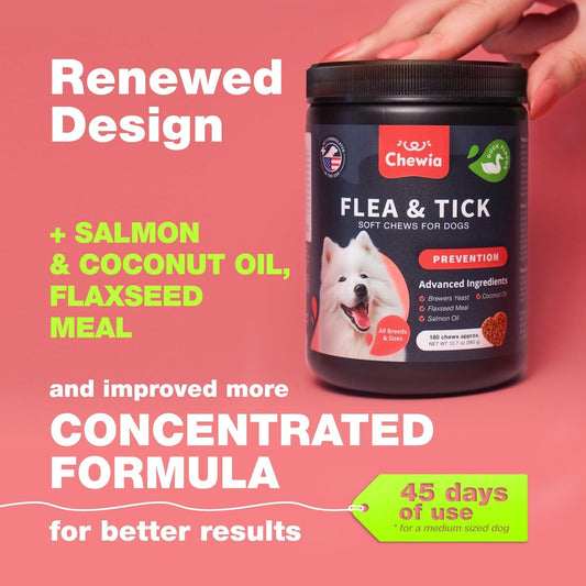 Dog Flea and Tick Treatment Chews FleaTick Prevention for Dogs Chewables Natural Dog Flea & Tick Control Soft Treats Immune Support Supplement Concentrated