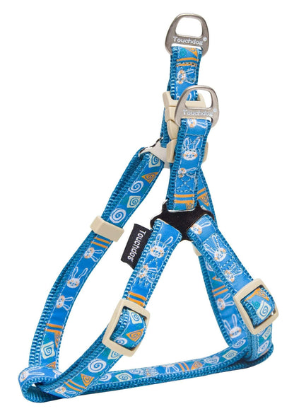 Touchdog 'Caliber' Designer Embroidered Fashion Pet Dog Leash And Harness Combination Blue Harness