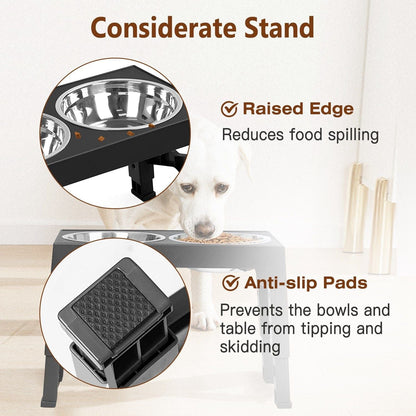 Dog Raised Bowls with 6 Adjustable Heights Stainless Steel Elevated Dog Bowls Foldable Double Bowl Dog Feeder for Small Medium Large Size Dog Stand view