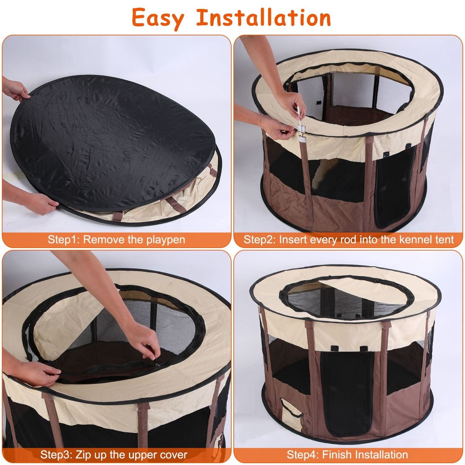 Foldable Playpen for Dog with Carry Bag easy install