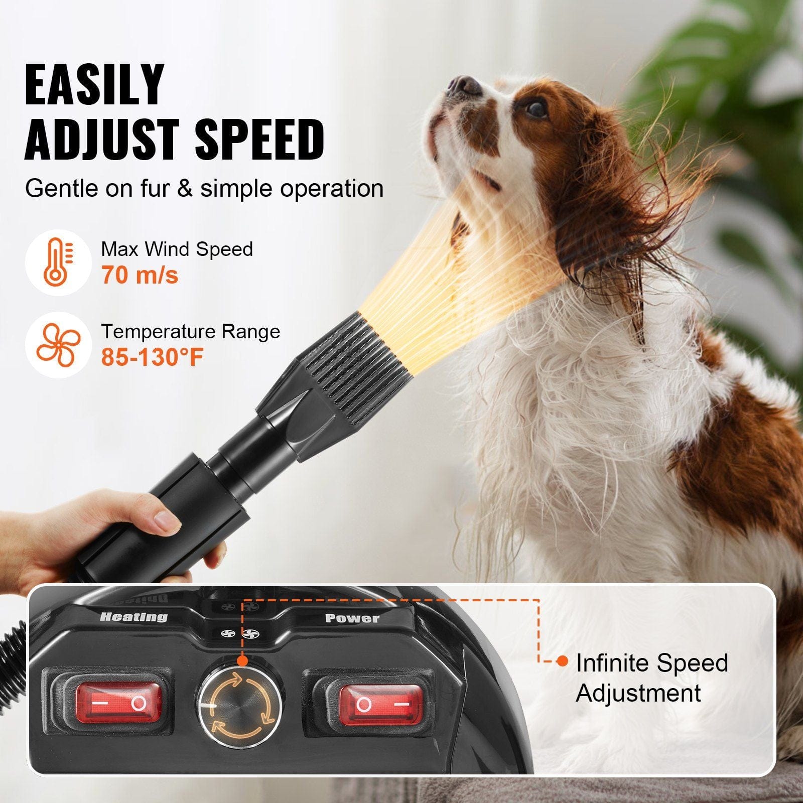 VEVOR Dog Dryer, 2800W/4.3HP Dog Blow Dryer adjust speed