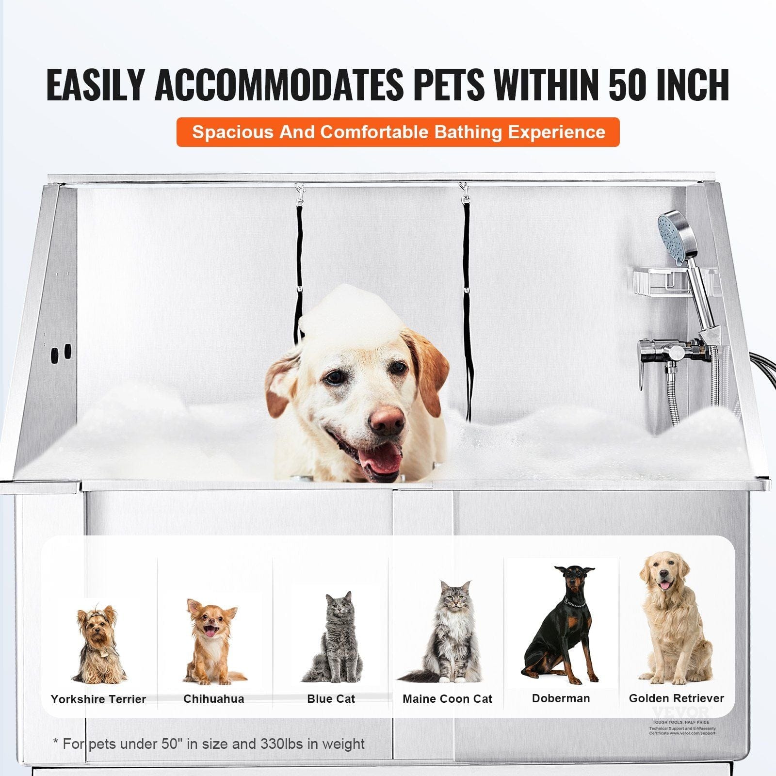 Accommodates pets within 50 inch