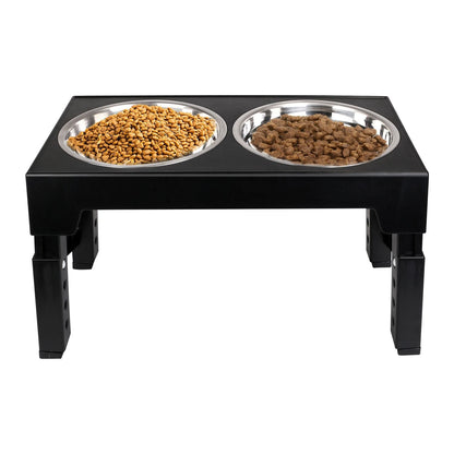 Dog Raised Bowls with 6 Adjustable Heights Stainless Steel Elevated Dog Bowls Foldable Double Bowl Dog Feeder for Small Medium Large Size Dog Bowls with Food