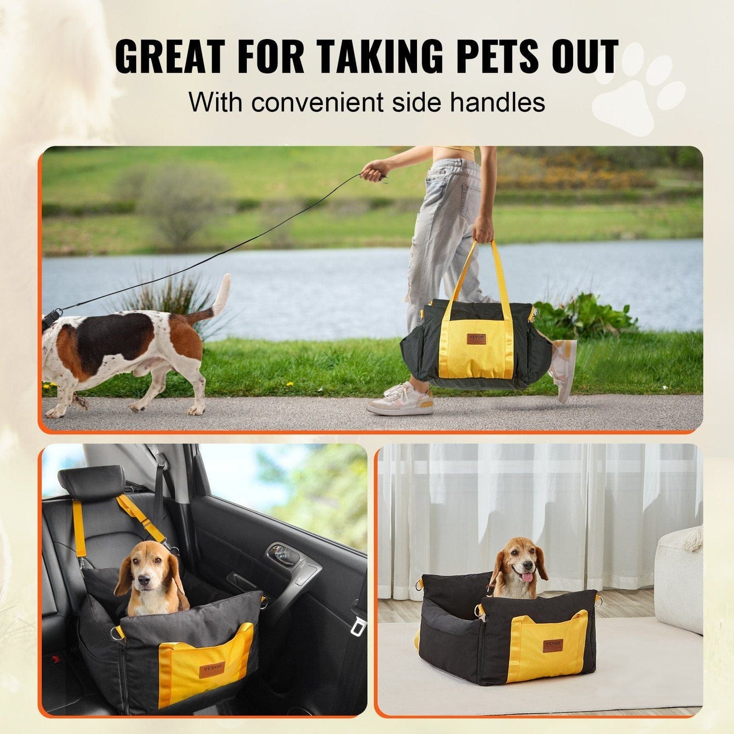 VEVOR Dog Booster Car Seat Pet Car Seat for Small Dog up to 25lbs Black #6