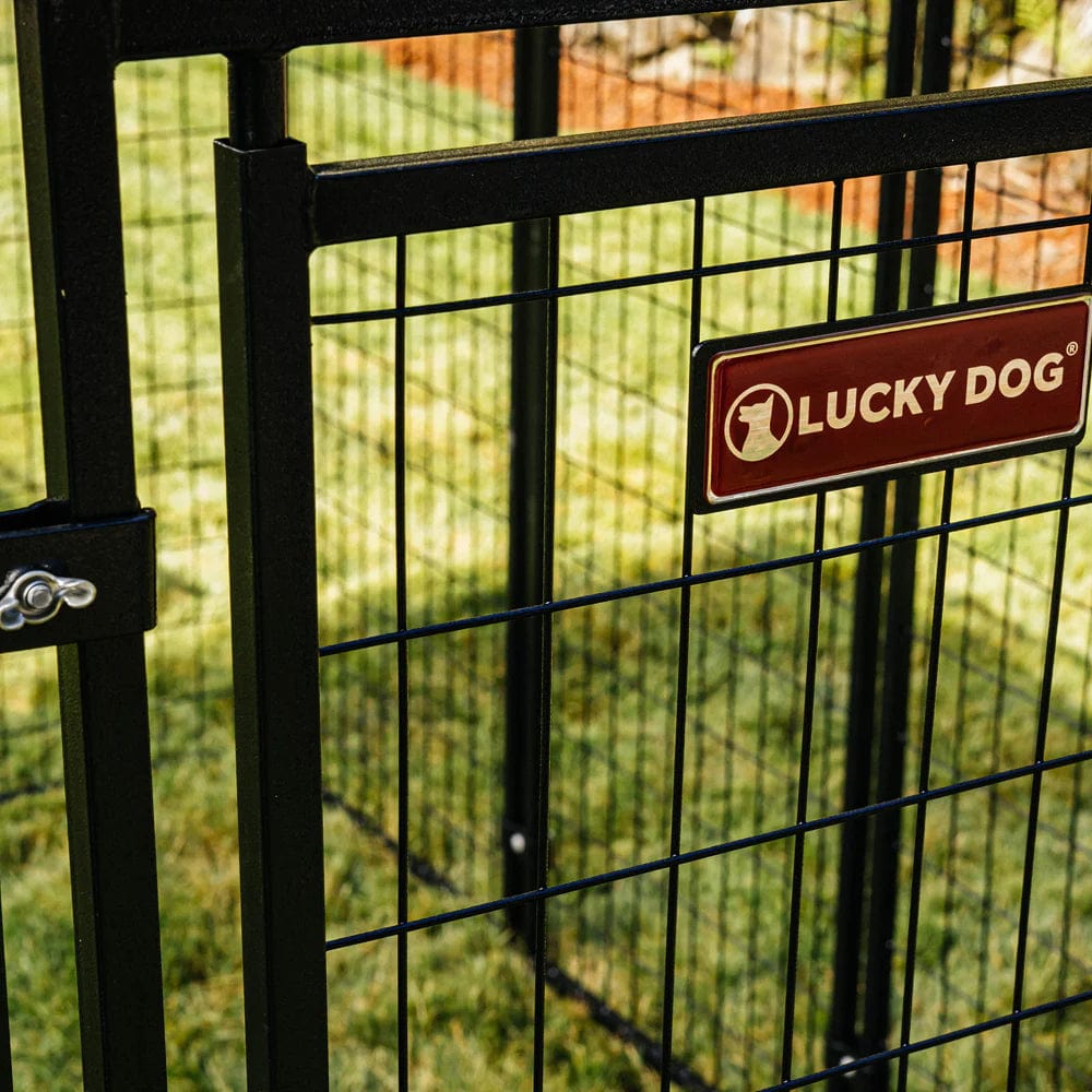 Lucky Dog STAY Series 4 x 8 x 6 Foot Black Roofed Steel Frame Villa Dog Kennel