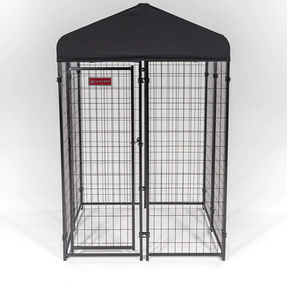 Lucky Dog STAY Series 4 x 4 x 6 Foot Black Roofed Steel Frame Studio Dog Kennel