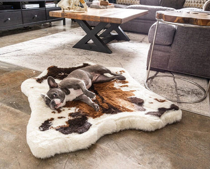 Paw Puprug Animal Print Memory Foam Dog Bed Brown Faux Cowhide Medium