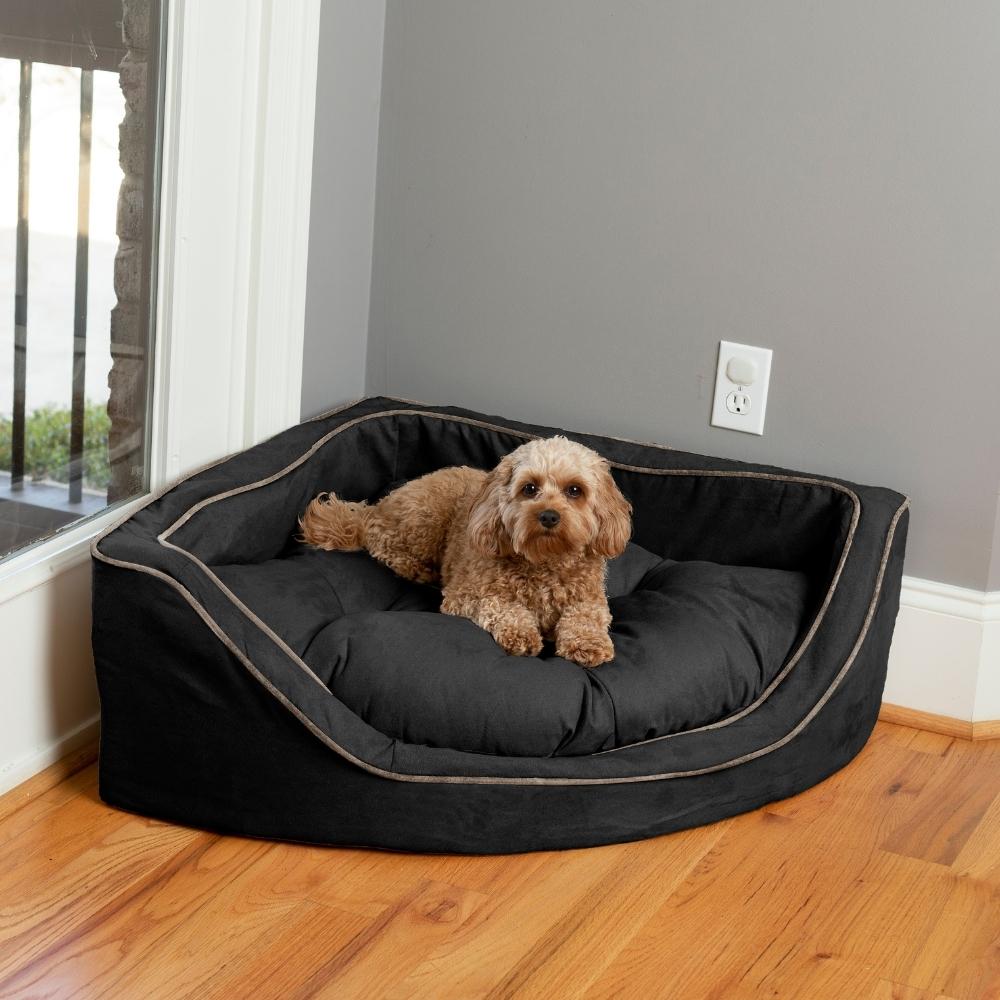 Corner Bed - Med (25X25) - Black/Herringbone
