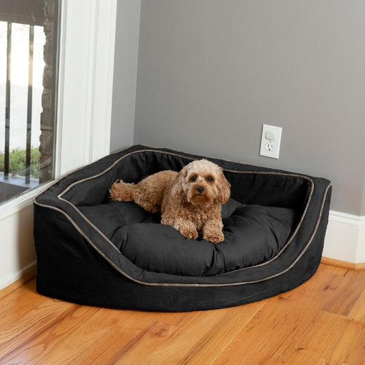 Corner Bed - Med (25X25) - Black/Herringbone